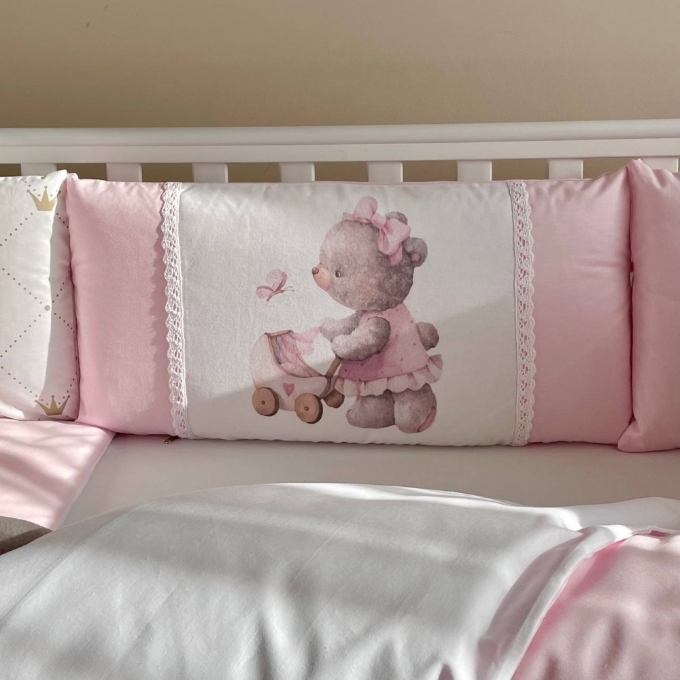 Set lenjerie Patut BebeCopii 8 piese Teddy Kids Toys Roz (4)